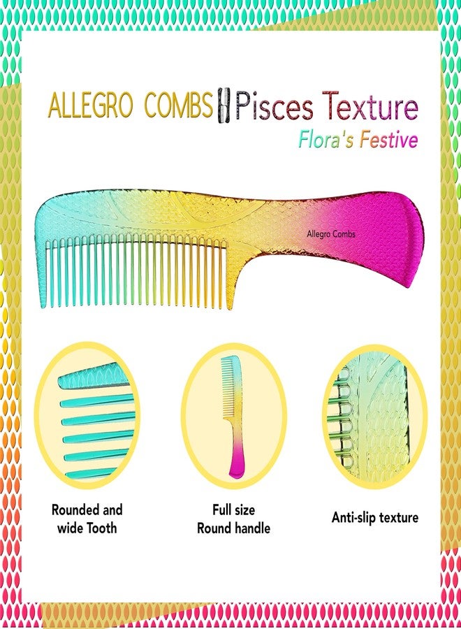 Allegro Combs Allegro Comb 1004 Wide Tooth Detangling Hair Combs For Women, Stylists & Curly Hair Teasing Comb Mens Comb 1 Piece. (Flora's Festive) - Image 4